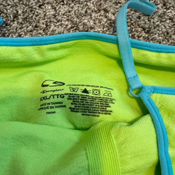 Lime Green and Blue Chevron Crop Top - Picture 2 of 3